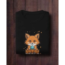 Diamond Fox | SABEZY ESSENTIALS Cotton Regular Women's T-Shirt | Black