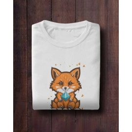 Diamond Fox | SABEZY ESSENTIALS Cotton Regular Women's T-Shirt | White