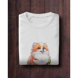 Dog White Puppy | SABEZY ESSENTIALS Cotton Regular Men's T-Shirt | White