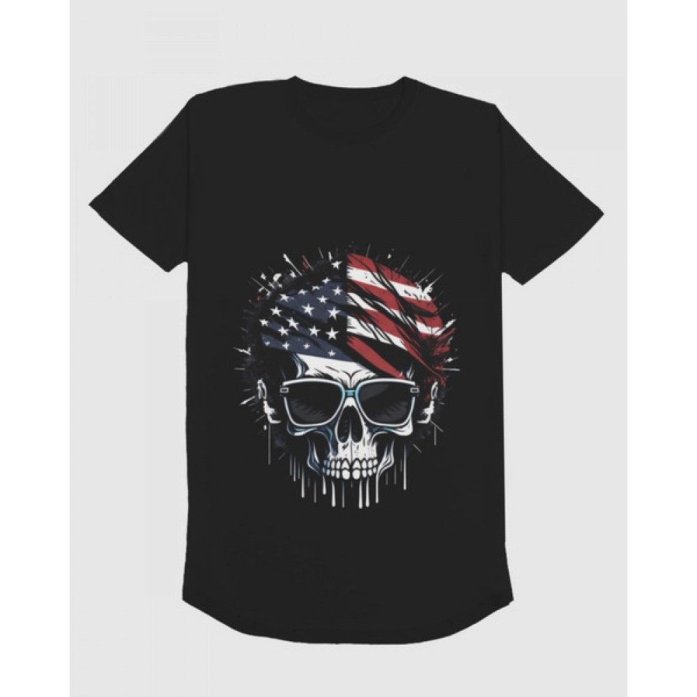 Flag Skull | SABEZY ESSENTIALS Cotton Regular Women's T-Shirt | Black
