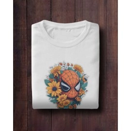 Flower Spidy | SABEZY ESSENTIALS Cotton Regular Men's T-Shirt | White