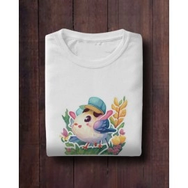 Flowery Twitty | SABEZY ESSENTIALS Cotton Regular Men's T-Shirt | White