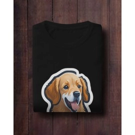 Golden Retriever | SABEZY ESSENTIALS Cotton Regular Women's T-Shirt | Black