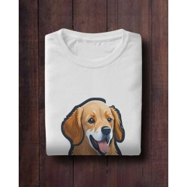 Golden Retriever | SABEZY ESSENTIALS Cotton Regular Women's T-Shirt | White