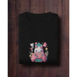Hello Kitty | SABEZY ESSENTIALS Cotton Regular Women's T-Shirt | Black