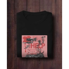 Help Me | SABEZY ESSENTIALS Cotton Regular Men's T-Shirt | Black
