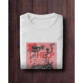 Help Me | SABEZY ESSENTIALS Cotton Regular Men's T-Shirt | White