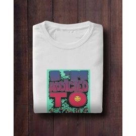 I Am Addicted | SABEZY ESSENTIALS Cotton Regular Men's T-Shirt | White