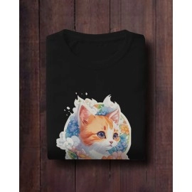 Little kitten | SABEZY ESSENTIALS Cotton Regular Women's T-Shirt | Black
