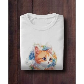 Little kitten | SABEZY ESSENTIALS Cotton Regular Men's T-Shirt | White