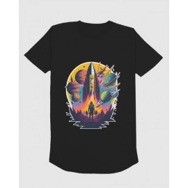 Mars Rocket | SABEZY ESSENTIALS Cotton Regular Men's T-Shirt | Black