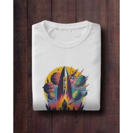 Mars Rocket | SABEZY ESSENTIALS Cotton Regular Women's T-Shirt | White