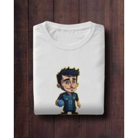 Messi Magic | SABEZY ESSENTIALS Cotton Regular Men's T-Shirt | White