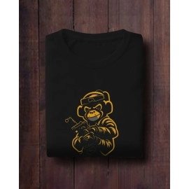 Monkey Warfare | SABEZY ESSENTIALS Cotton Regular Women's T-Shirt | Black