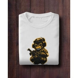 Monkey Warfare | SABEZY ESSENTIALS Cotton Regular Women's T-Shirt | White