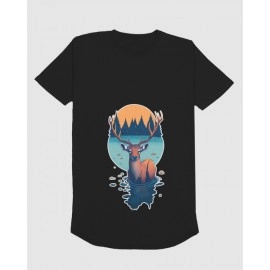 Mountain Deer | SABEZY ESSENTIALS Cotton Regular Women's T-Shirt | Black