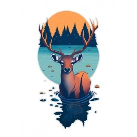 Mountain Deer | SABEZY ESSENTIALS Cotton Regular Women's T-Shirt | Black