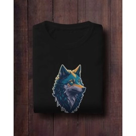 Mountain Wolf | SABEZY ESSENTIALS Cotton Regular Women's T-Shirt | Black