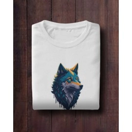 Mountain Wolf | SABEZY ESSENTIALS Cotton Regular Men's T-Shirt | White