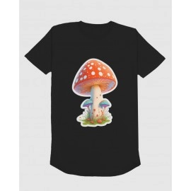 Mushrooms | SABEZY ESSENTIALS Cotton Regular Women's T-Shirt | Black
