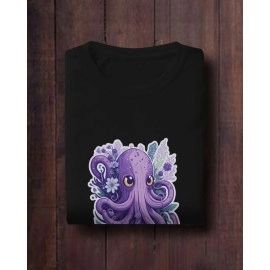 Octopus | SABEZY ESSENTIALS Cotton Regular Men's T-Shirt | Black