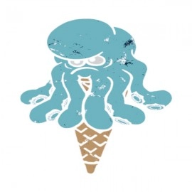 Angry Octopus Ice Cream Design | SABEZY ESSENTIALS Cotton Regular Men's T-Shirt | Black