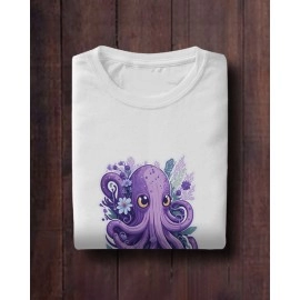 Octopus | SABEZY ESSENTIALS Cotton Regular Women's T-Shirt | White