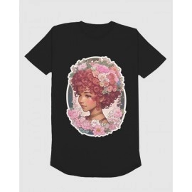 Pink Young Lady | SABEZY ESSENTIALS Cotton Regular Women's T-Shirt | Black