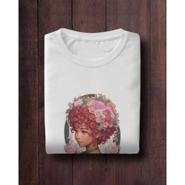 Pink Young Lady | SABEZY ESSENTIALS Cotton Regular Women's T-Shirt | White