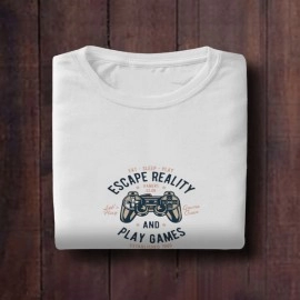 Escape Reality And Play Games | SABEZY ESSENTIALS Cotton Regular Women's T-Shirt | White