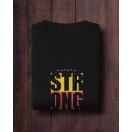 Stay Strong | SABEZY ESSENTIALS Cotton Regular Men's T-Shirt | Black