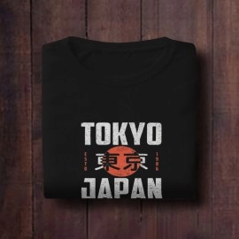 Tokyo Japan | SABEZY ESSENTIALS Cotton Regular Men's T-Shirt | Black