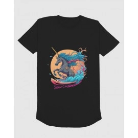 Unicorn | SABEZY ESSENTIALS Cotton Regular Women's T-Shirt | Black