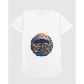 Wanderlust Mushrooms | SABEZY ESSENTIALS Cotton Regular Men's T-Shirt | White