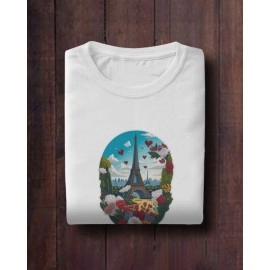 Wanderlust  Paris | SABEZY ESSENTIALS Cotton Regular Men's T-Shirt | White