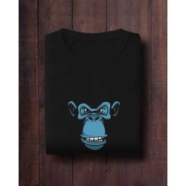 Angry Blue Monkey Face | SABEZY ESSENTIALS Cotton Regular Men's T-Shirt | Black