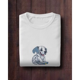 Baby Dalmatian | SABEZY ESSENTIALS Cotton Regular Men's T-Shirt | White