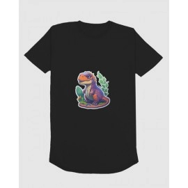 Baby Dinosaur | SABEZY ESSENTIALS Cotton Regular Women's T-Shirt | Black