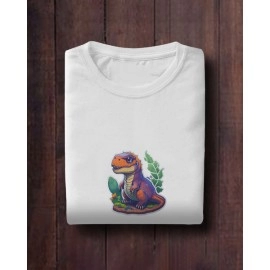 Baby Dinosaur | SABEZY ESSENTIALS Cotton Regular Men's T-Shirt | White
