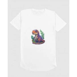 Baby Dinosaur | SABEZY ESSENTIALS Cotton Regular Men's T-Shirt | White