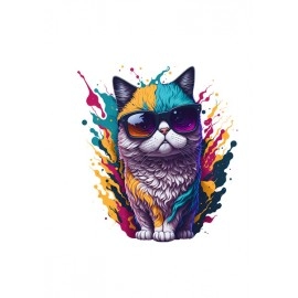 Cat Wearing Sunglasses | SABEZY ESSENTIALS Cotton Regular Men's T-Shirt | White