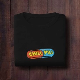 Chill Pill | SABEZY ESSENTIALS Cotton Regular Men's T-Shirt | Black