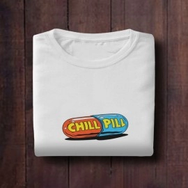 Chill Pill | SABEZY ESSENTIALS Cotton Regular Men's T-Shirt | White