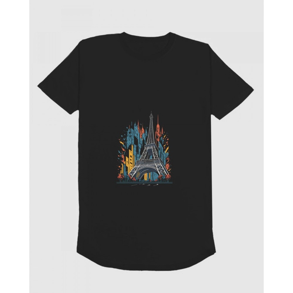 Eiffel Tower | SABEZY ESSENTIALS Cotton Regular Men's T-Shirt | Black
