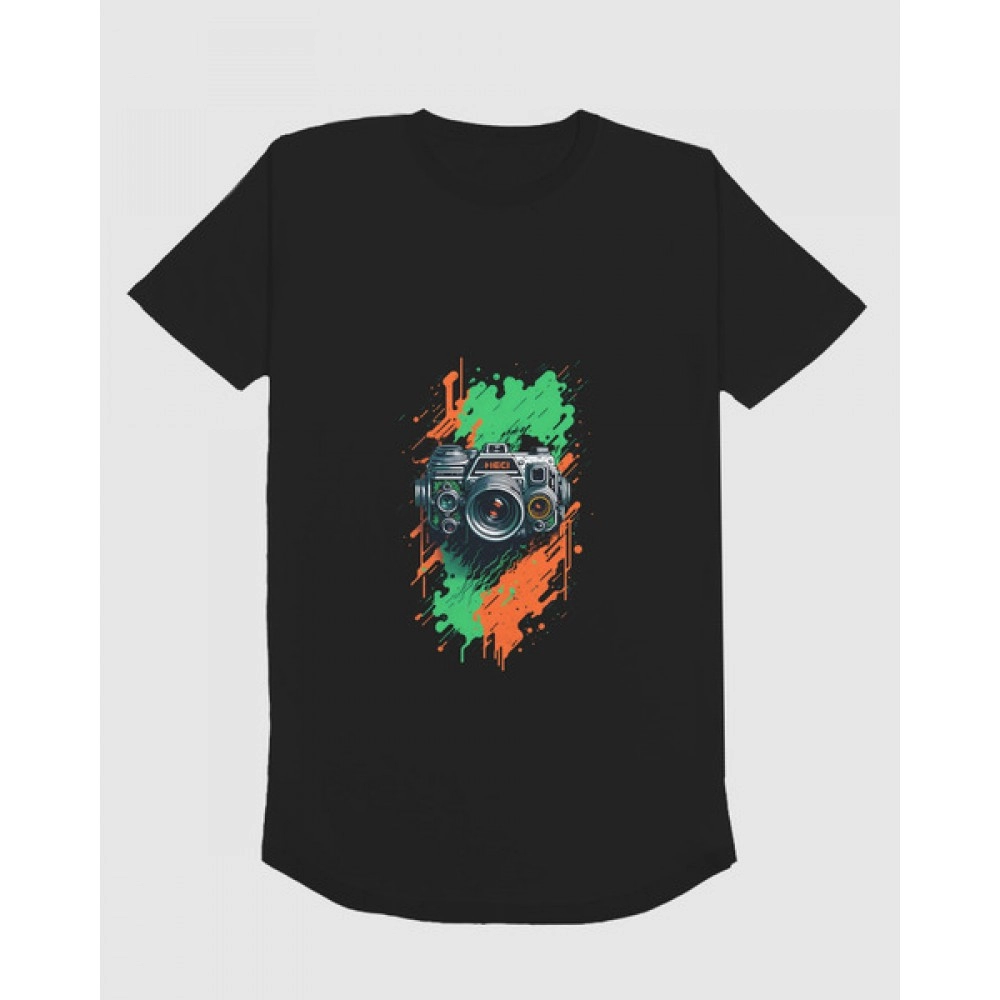 Flash Camera  | SABEZY ESSENTIALS Cotton Regular Men's T-Shirt | Black