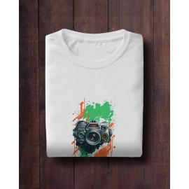 Flash Camera  | SABEZY ESSENTIALS Cotton Regular Women's T-Shirt | White