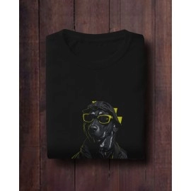 Funky Dog | SABEZY ESSENTIALS Cotton Regular Men's T-Shirt | Black