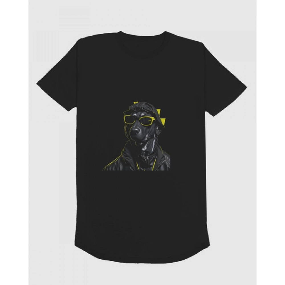 Funky Dog | SABEZY ESSENTIALS Cotton Regular Men's T-Shirt | Black