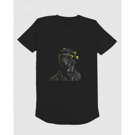 Funky Dog | SABEZY ESSENTIALS Cotton Regular Men's T-Shirt | Black