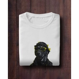 Funky Dog | SABEZY ESSENTIALS Cotton Regular Women's T-Shirt | White